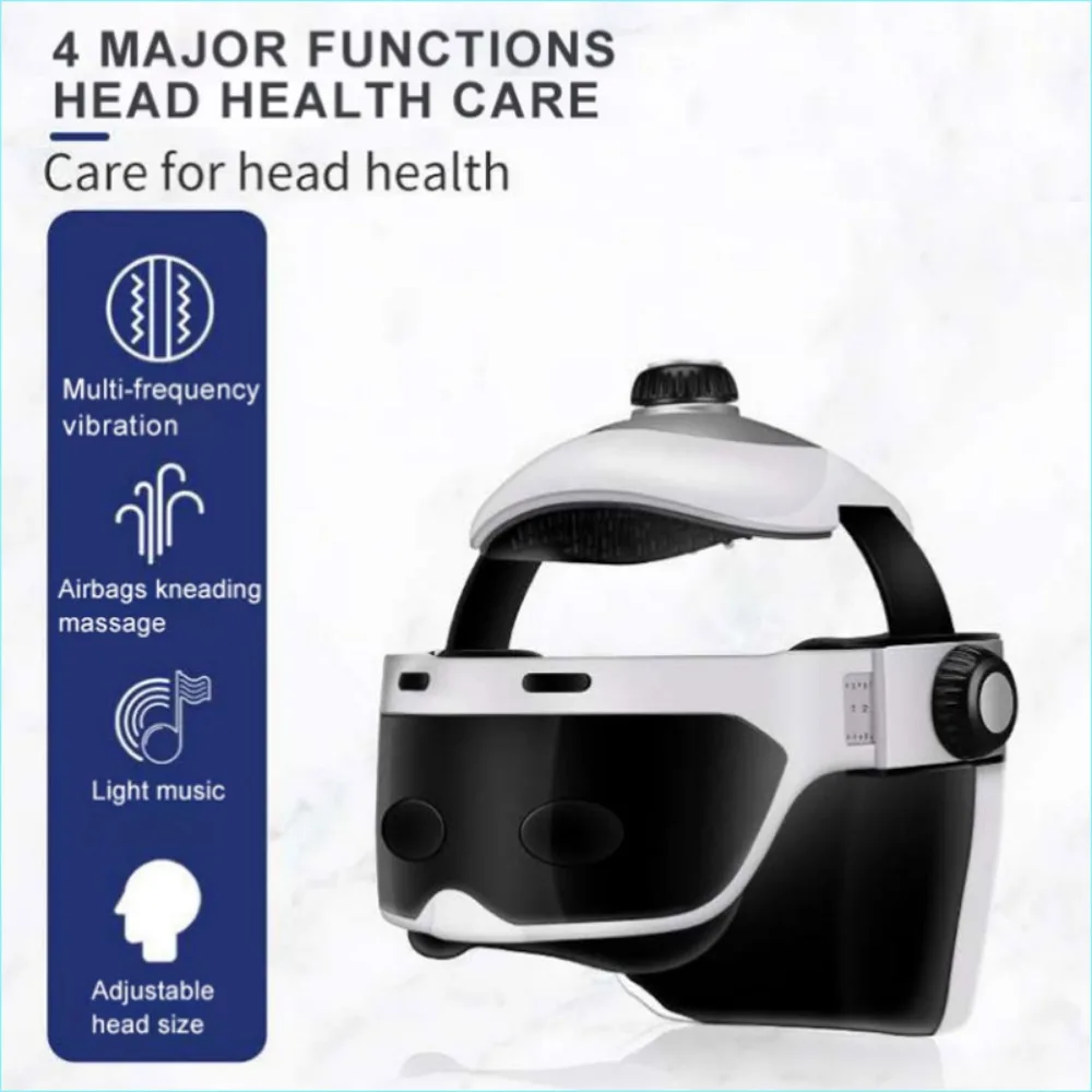 Massagem Elétrica Cabeça De Vibração Capacete, Pneumático Cefaleia Couro cabeludo Relaxamento, Compressa Quente Automática, Versão Bluetooth, Novo