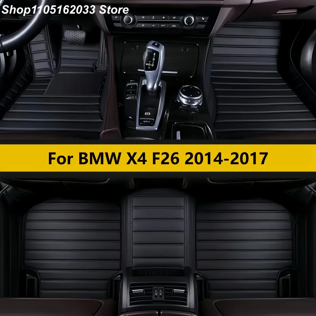 Custom Leather Car Floor Mats Fits For BMW X4 F26 2014 2015 2016 2017 Interior Details Accessories Artificial Leather