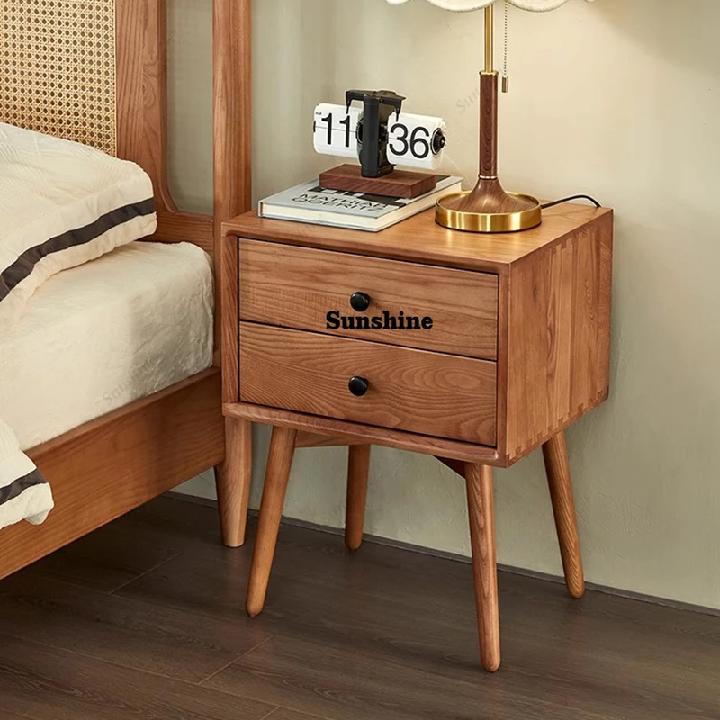 

American Retro Nightstands Mid Century Aesthetic Classic Minimalist Nightstands With Drawers Storage Mesa De Noche Furniture