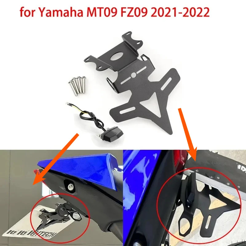 

Motorcycle License Plate Stay Holder General Purpose for Yamaha MT09 FZ09 2021-2022 warning function Motobike Accessories