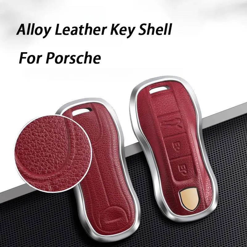 

Alloy Leather Car Remote Smart Key Case Cover Accessories For Porsche Panamera Macan 718 Taycan 911 Cayman Boxster 9ya 971