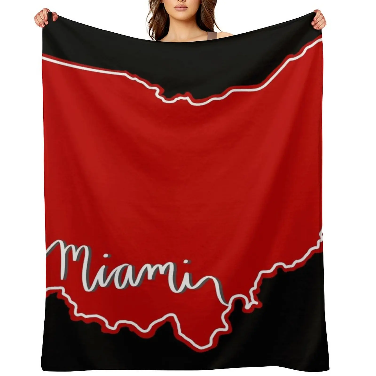 

Miami Caligraphy Ohio Outline Throw Blanket Baby Fashion Sofas Decorative Beds Hairy Blankets
