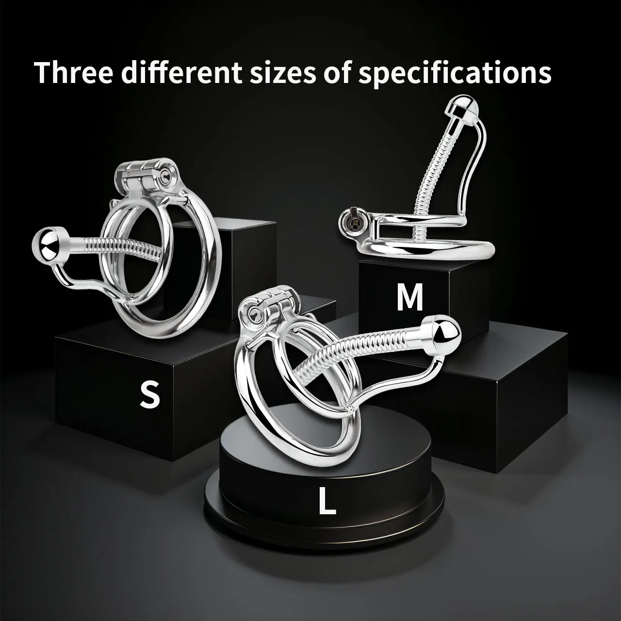 กรงครอบอวัยวะเพศชายสแตนเลสพร้อมปลั๊กปิดท่อปัสสาวะ - อุปกรณ์ควบคุมอวัยวะเพศชายสำหรับผู้ใหญ่ ล็อคกรงครอบอวัยวะเพศเพื่อป้องกันการถึงจุดสุดยอด