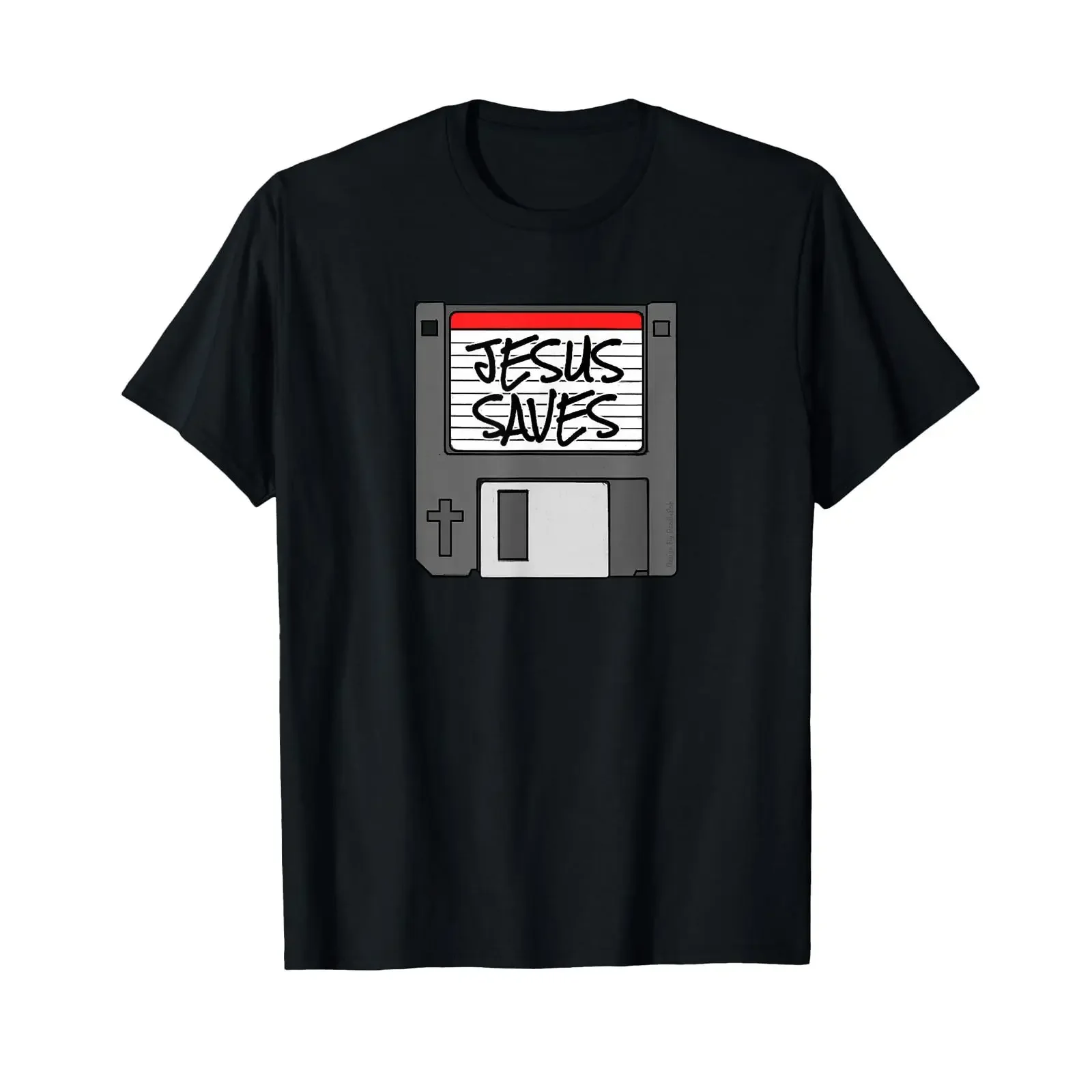 Футболка Jesus rettet Diskette christlicher IT Techniker Gamer, винтажная, повседневная, дышащая, с графическим принтом, универсальная