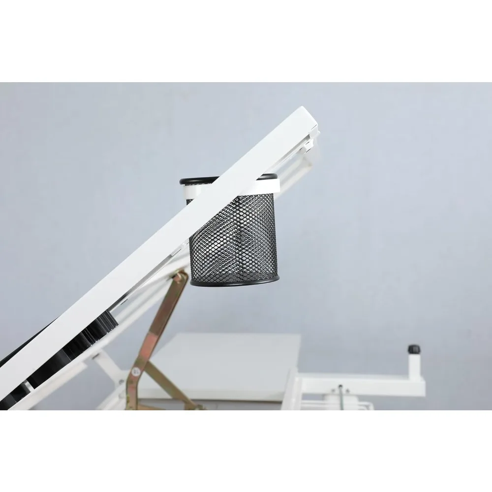 高さ調節可能なアーティストテーブル（チルトトップ付き）、製図用スツール、金属製収納棚2枚付き