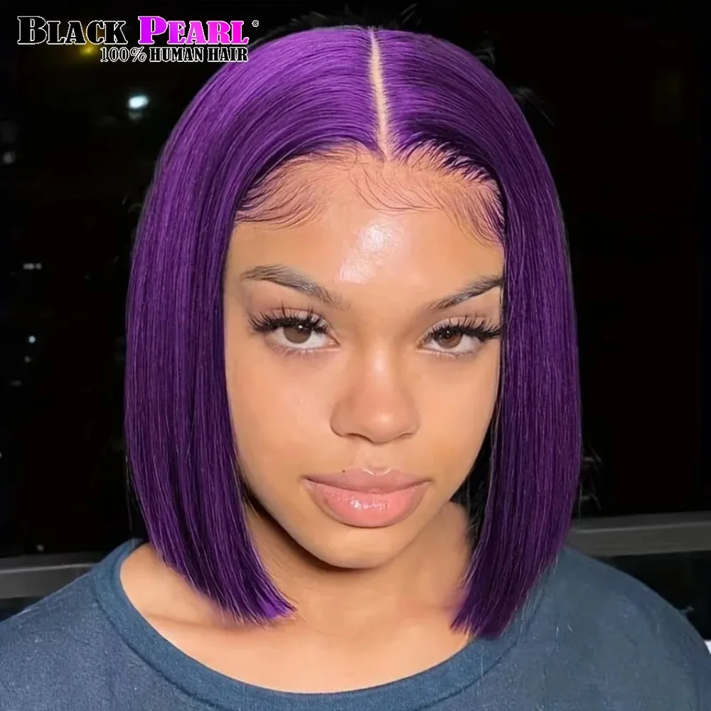 

Purple Bob Wig Human Hair Preplucked T Lace Frontal Bob Wigs Brazilian Straight Bob 100% Human Hair Wigs Straight Lace Front Wig