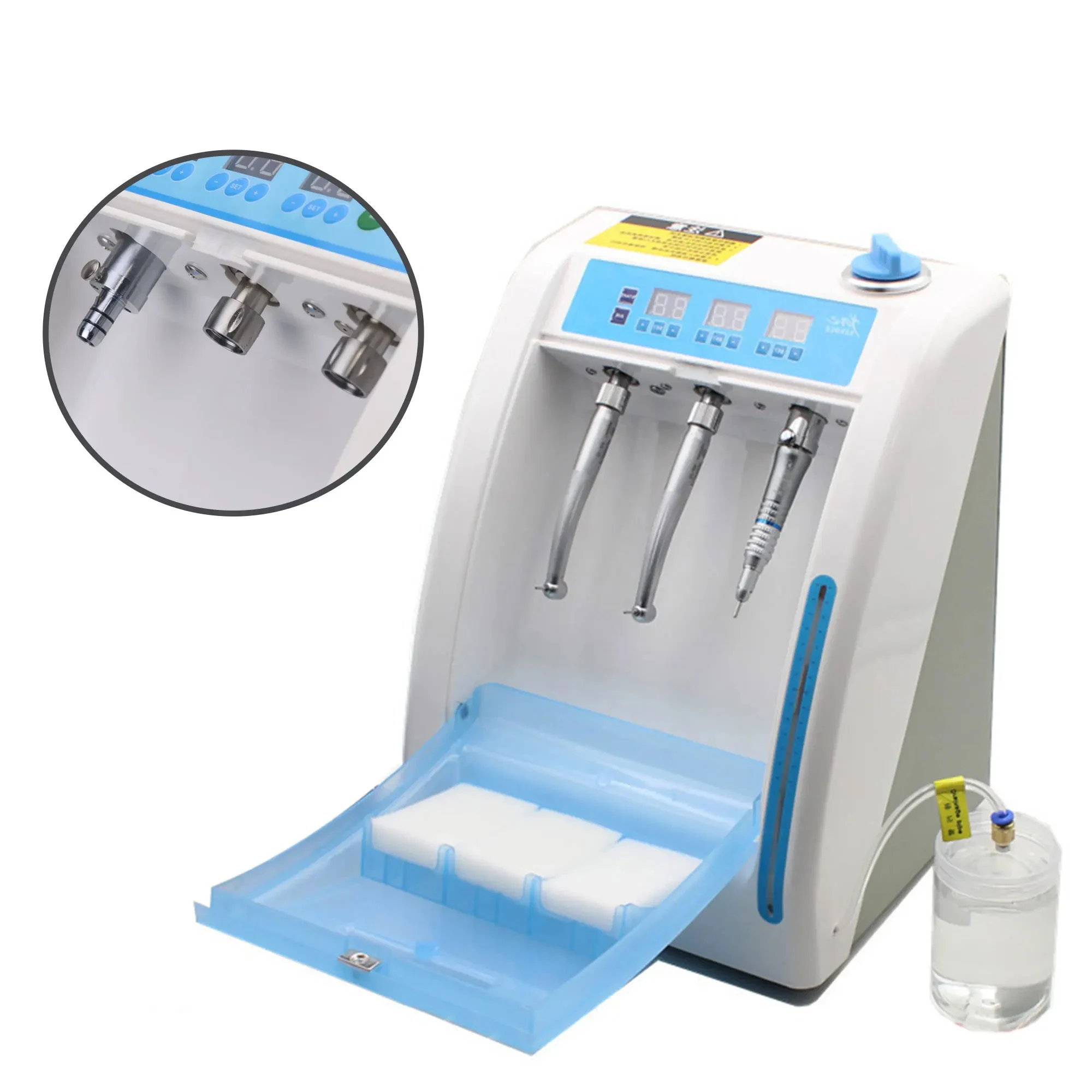 Dental Greasing & Curing Machine Dual-Voltage 220V/110V Dental Oiler Cleaning Oil Filling Machine 3000 rpm for Dental Clinic