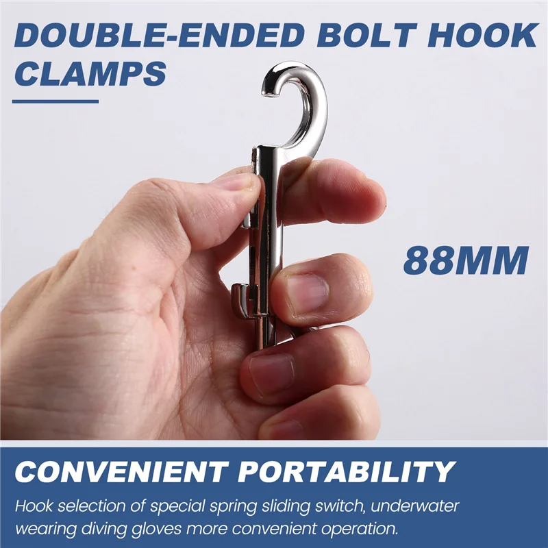 -A90P 10Pcs 88Mm B-Shape Zinc Alloy Double End Snap Hooks For Scuba Diving, Quick Link Spring Carabiner