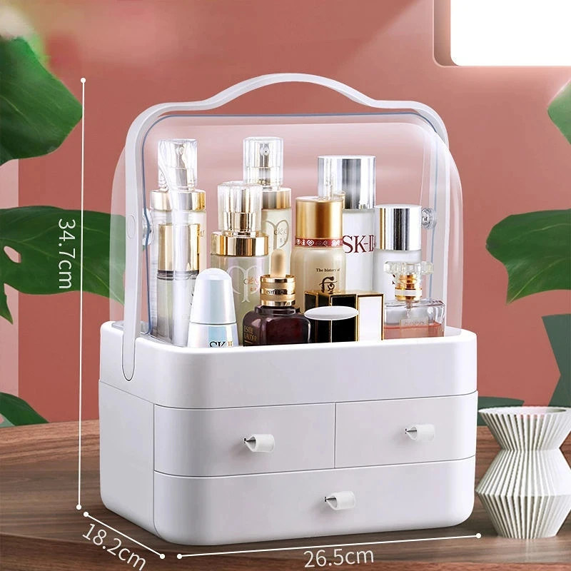 Dust-proof Cosmetics Storage Box Desktop Drawer Organizer Makeup Jewelry Box Skin Care Dressing Table Organizer Lipstick Brush C