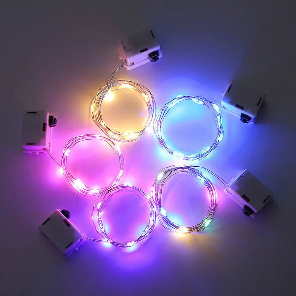 5Pcs Pink Twinkle Decoration LED String Lights Christmas Wedding Party Restaurant Fast and Slow Lights Strip 3*Button Battery