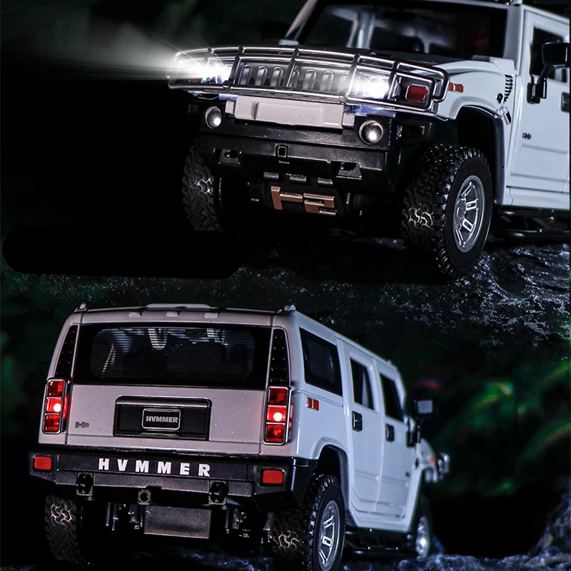 1/24 HUMMER H2 Alloy Car Model Diecasts & Toy Metal Off-road Vehicles Car Model Simulation Sound and Light Collection Kids Gifts