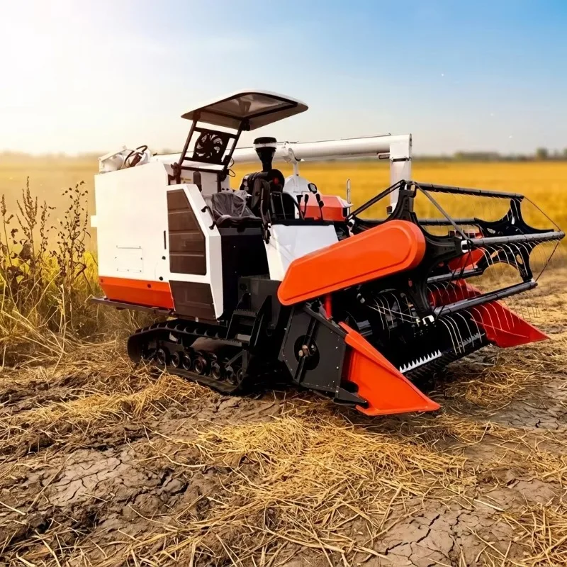 Anti Blocking Wheat Combine Harvester Self Walking Diesel Power Rural Farm Grain Cutting Threshing Efficient Harvest Equipment