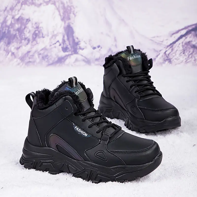 Women's Outdoor Snow Boots Casual Sports Cotton Shoes Women's Shoes Padded Thickened Model Warm Windproof and Anti-cold