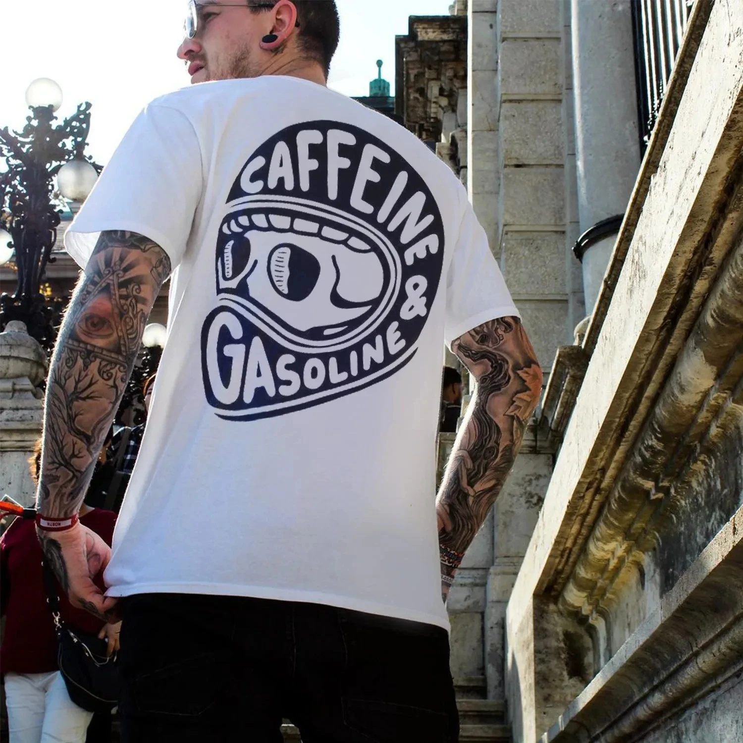 Gothic Harajuku Biker Skull Graphic Tshirts Men Cotton Fashion Short Sleeve Tops Dark Punk Skulls Retro T Shirt Streetwear Y2K