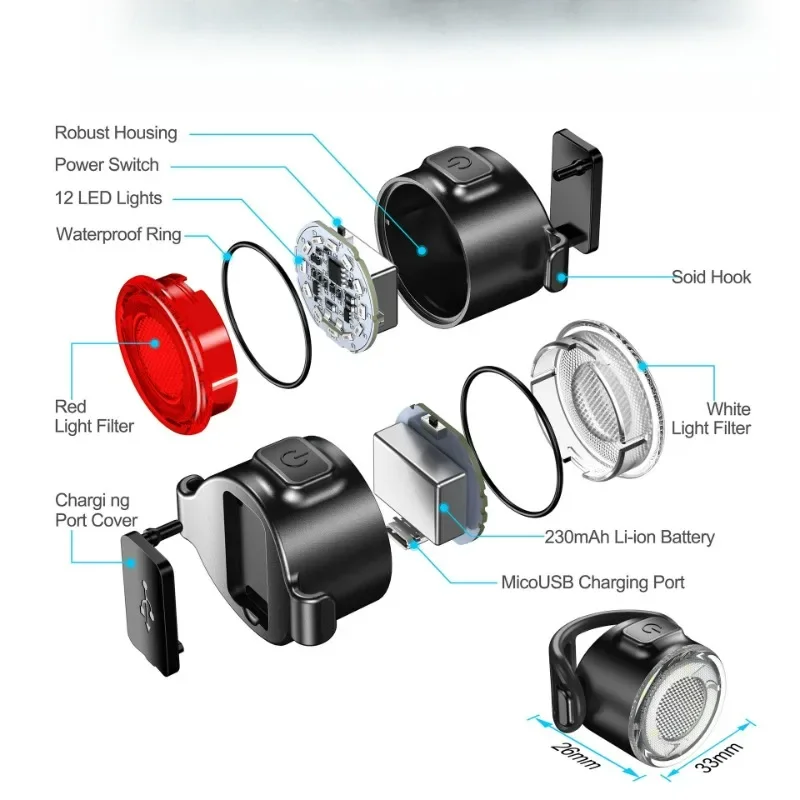TRD для велосипеда, яркая фара, зарядка через USB, предупреждающие задние фонари, комплект передних и задних фонарей для велосипеда, 6 режимов освещения, безопасность ночной езды TRD для велосипеда, яркая фара, зарядка через USB, предупреждающие задние фонари, комплект передних и задних фонарей для велосипеда, 6 режимов освещения, безопасность ночной езды