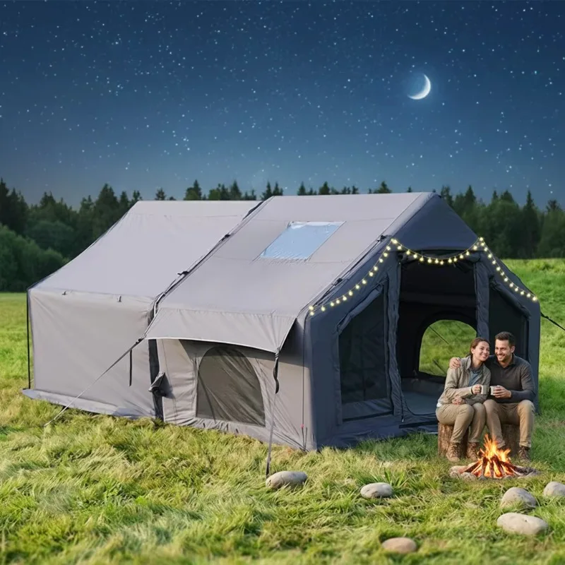 Outdoor glamping self-inflating tent foldable oxford cloth roof tent with one bedroom for family camping