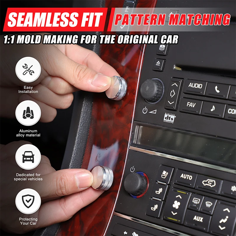 

Для Cadillac Escalade 2007-2014 алюминиевый сплав, центральная консоль автомобиля, ручка регулировки кондиционера, кольцевая крышка, аксессуары