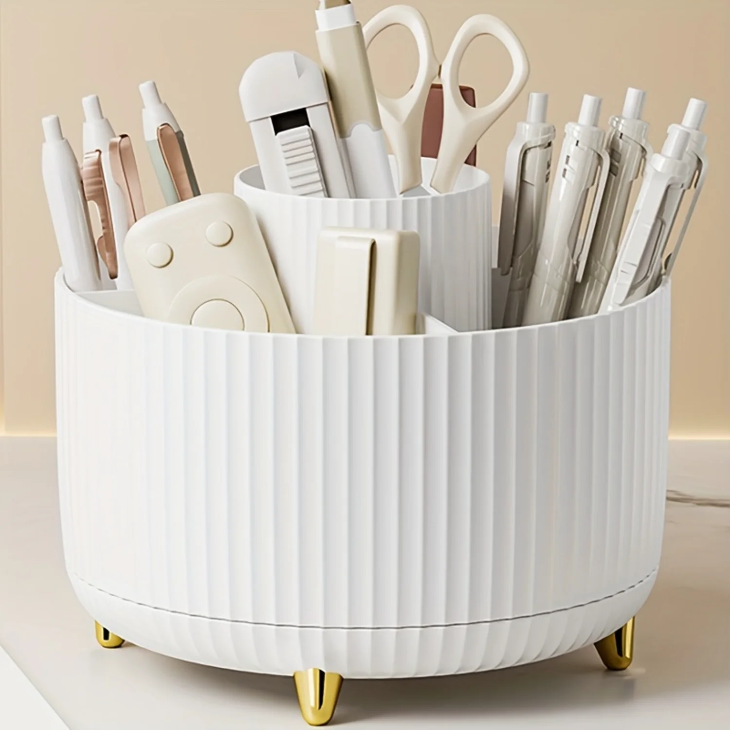 

Pen Holder For Desk, Pencil Holder,5 Slots ° Degree Rotating Desk Organizers And Accessories, Cute Pen Cup Pot For Office, Scho