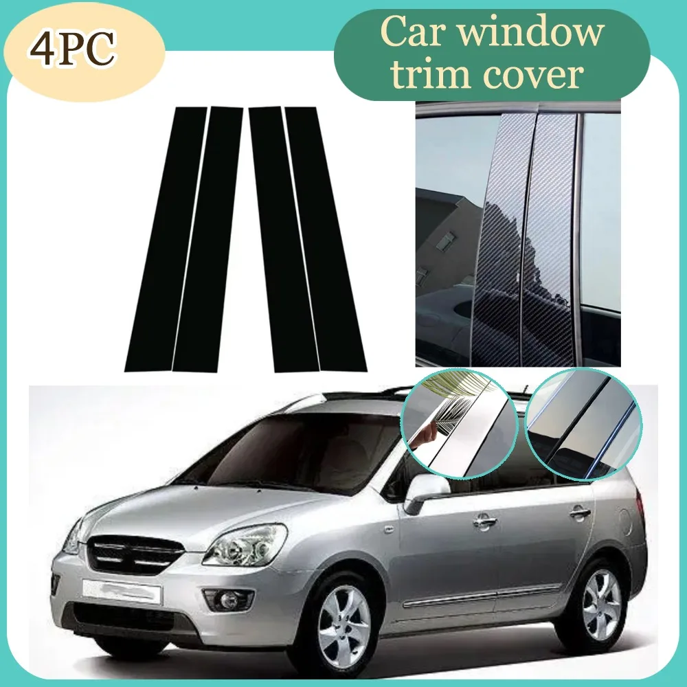 

Fit For Kia Carens Rondo 2007-2012 Glossy Black Silvery Carbon Pillar Posts Door Side Window Column B C Cover Trim