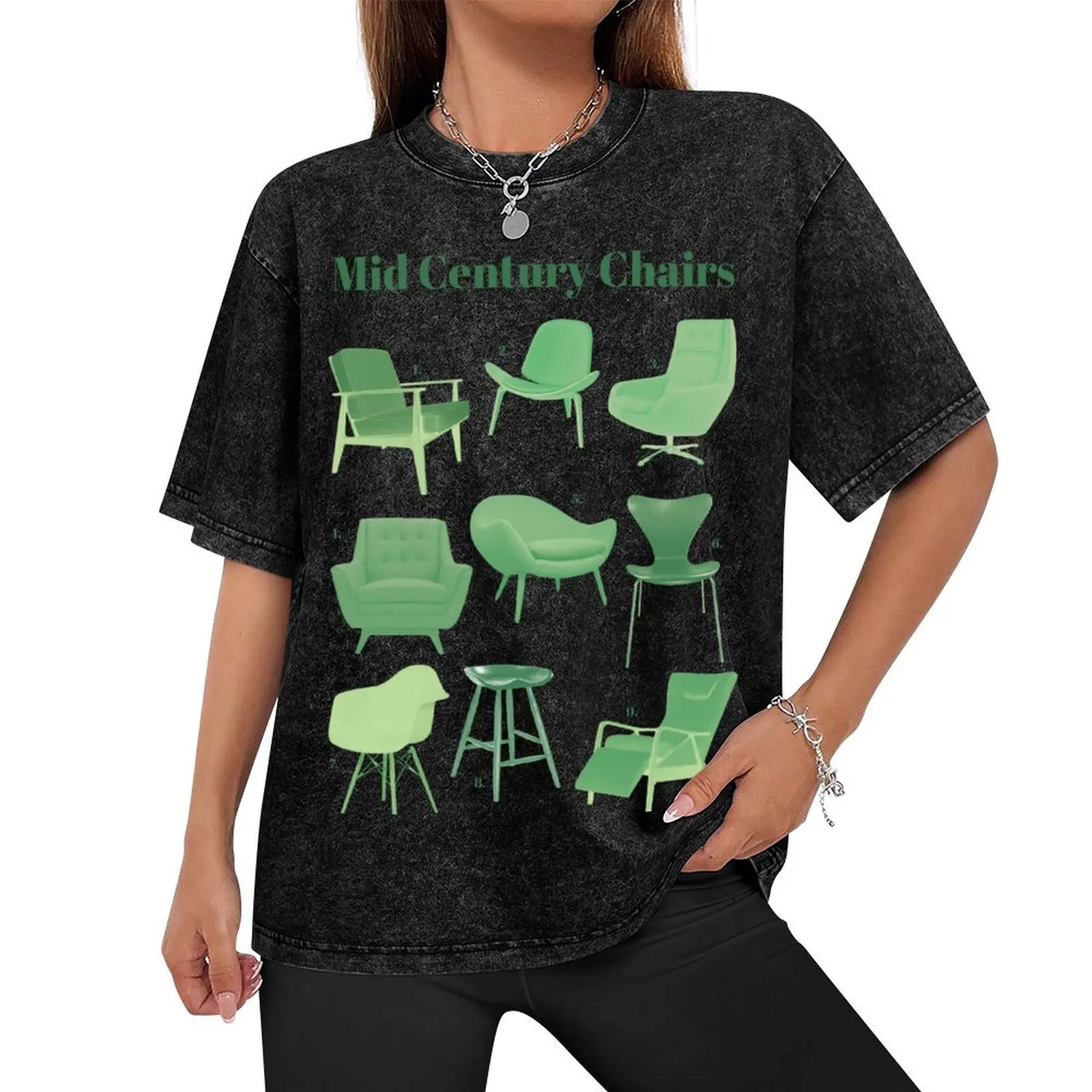 Mid Century Chairs T-Shirt summer tops vintage cute tops plus sizes mens fashion