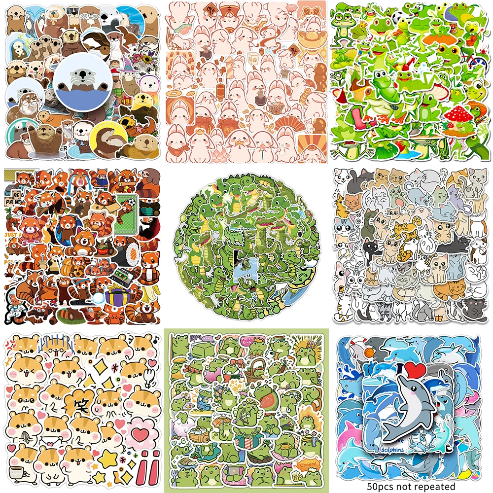 10/30/50PCS Cartoon Dolphin Animal Sticker Collection Graffiti iPad Luggage Helmet Car Mobile Phone DIY Scrapbook Toy Wholesale