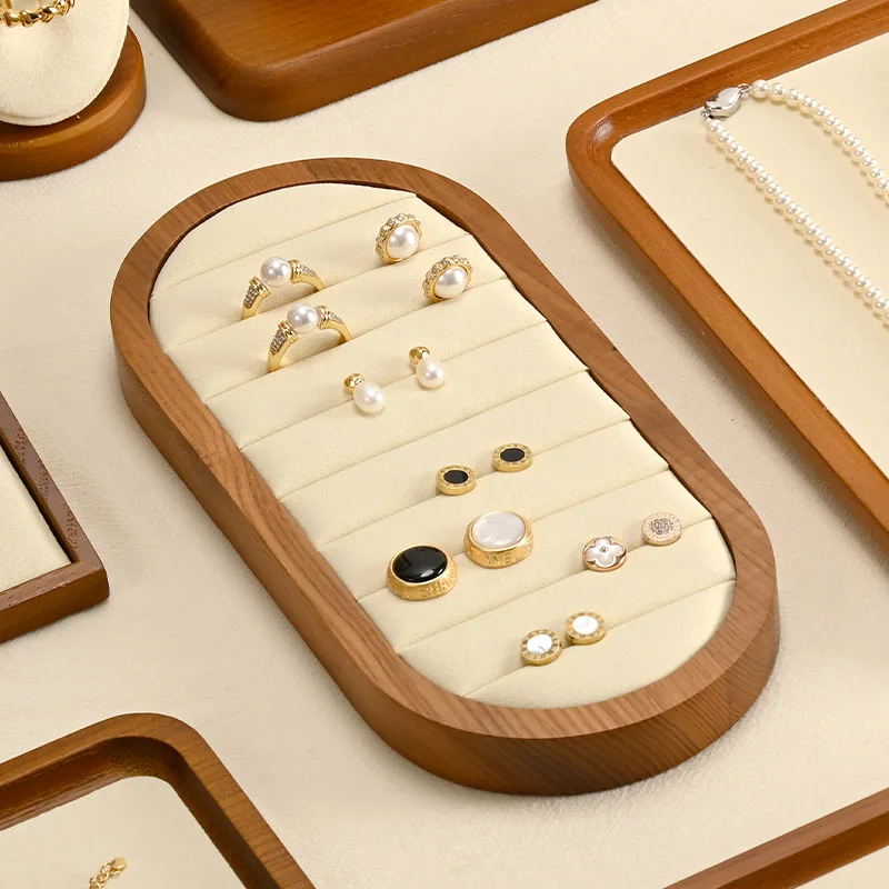 ที่วางเครื่องประดับไม้ Orilv สำหรับโชว์สร้อยคอ สีเบจ ที่จัดระเบียบเครื่องประดับ แหวน ต่างหู จี้ สร้อยข้อมือ ที่วางโชว์เครื่องประดับ