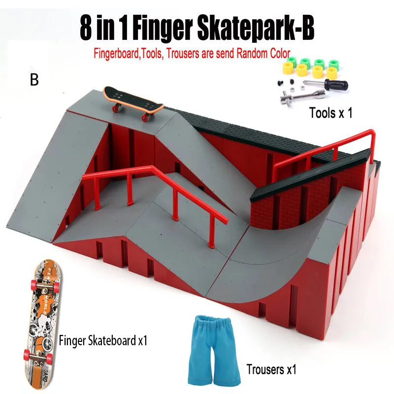Skateboard da dito Grande scena Mini parco fai da te Piattaforma Stunt Ramp Pista Scale Luogo Combo Bambini Giocattoli per la casa al coperto Regali