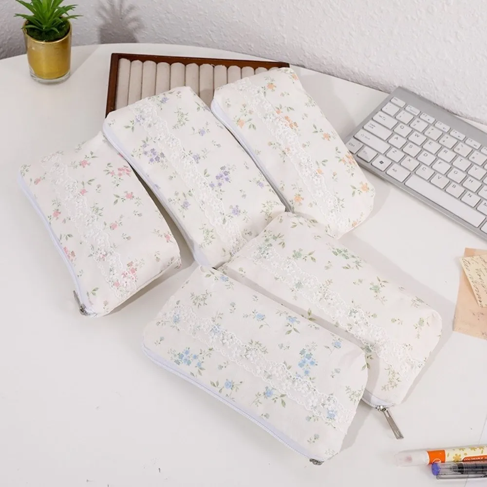 Multifunctional Floral Lace Design Pencil Case Large Capacity Portable Pencil Pouch Pen Bag Gift