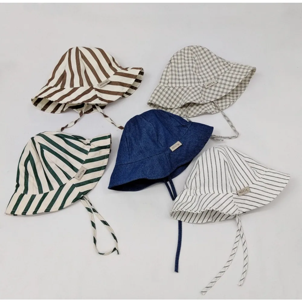 

Wide Brim Summer Child Sun Hat Baby Striped Fisherman's Hat Children Cotton Bucket Cap for Baby Boys Girls SunHat Newborn Bonnet