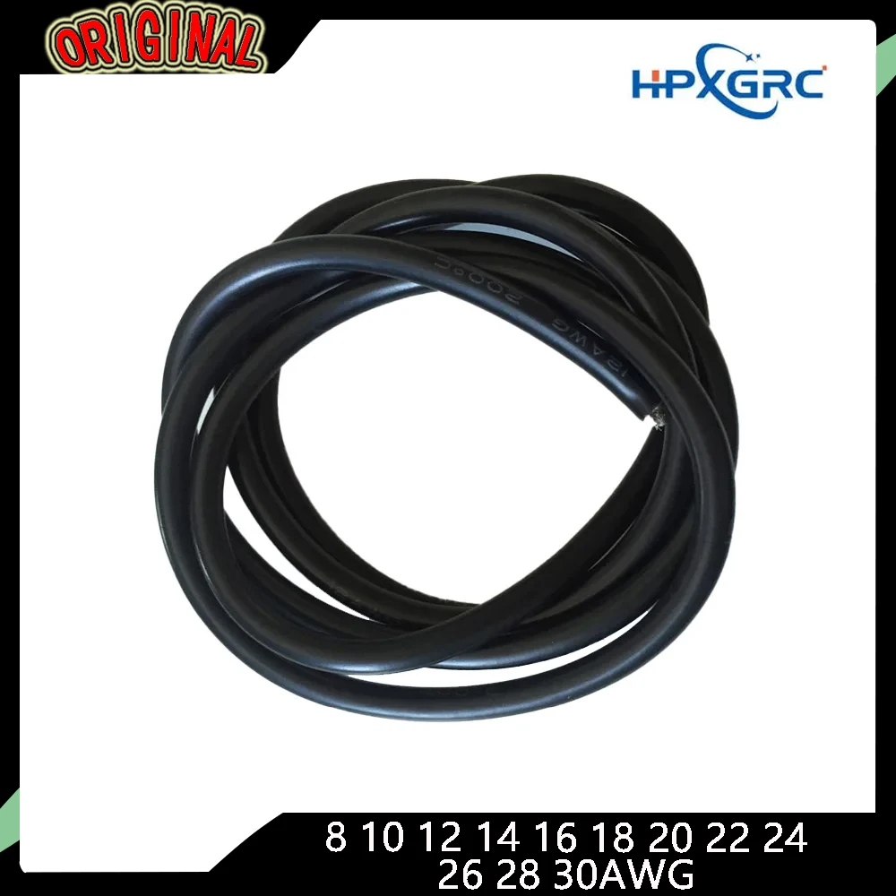 

HPXGRC Silicon Wire 8 10 12 14 16 18 20 22 24 26 28 30AWG Heatproof Soft Silicone Silica Gel Wire Cable 1 Meter Black