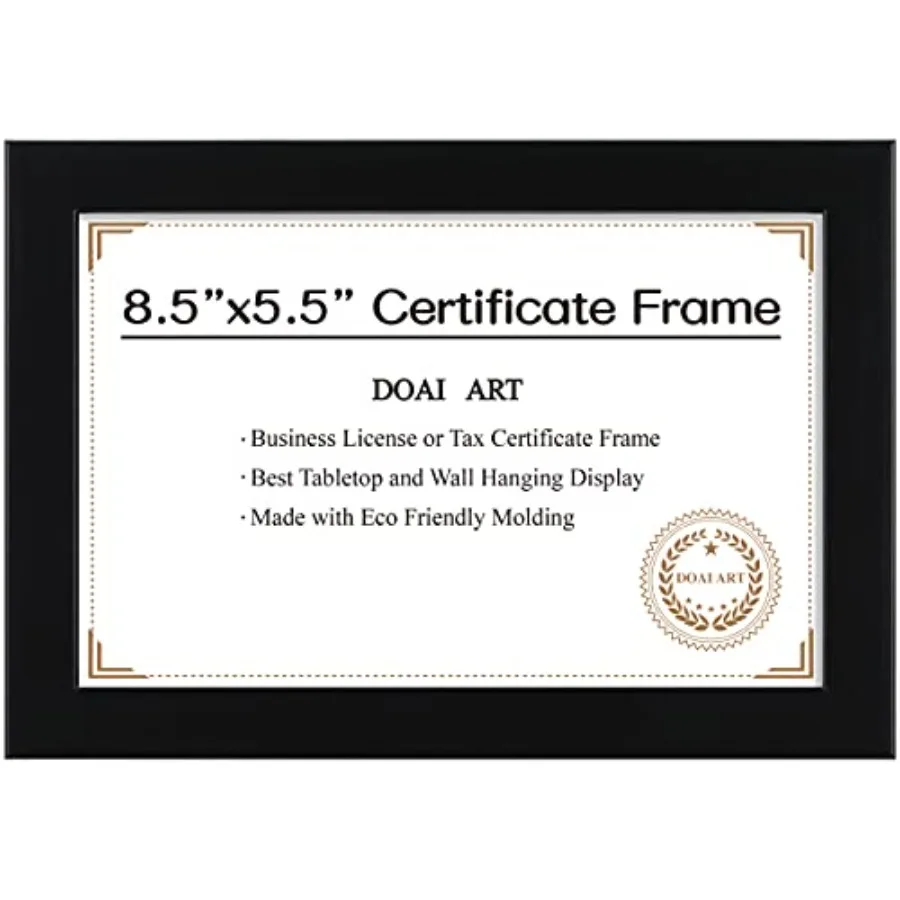 8.5 x 5.5 Business License Frame Black, Professionals 5.5 x 8.5 Certificate Frames Fit Diploma, Document and Tax Certificate Se