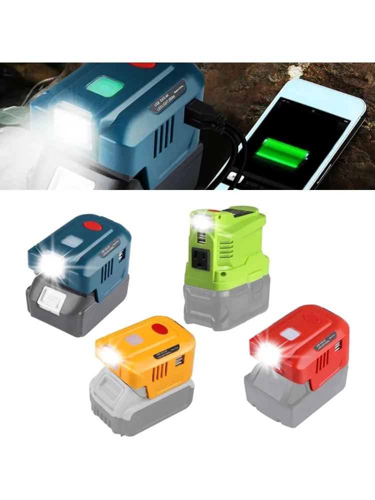 マキタ電源インバーター-150-ワットデュアル-usb-パワーバンク-led-ワークランプライトポータブルデュワル用ミルウォーキー-リョービ-18v