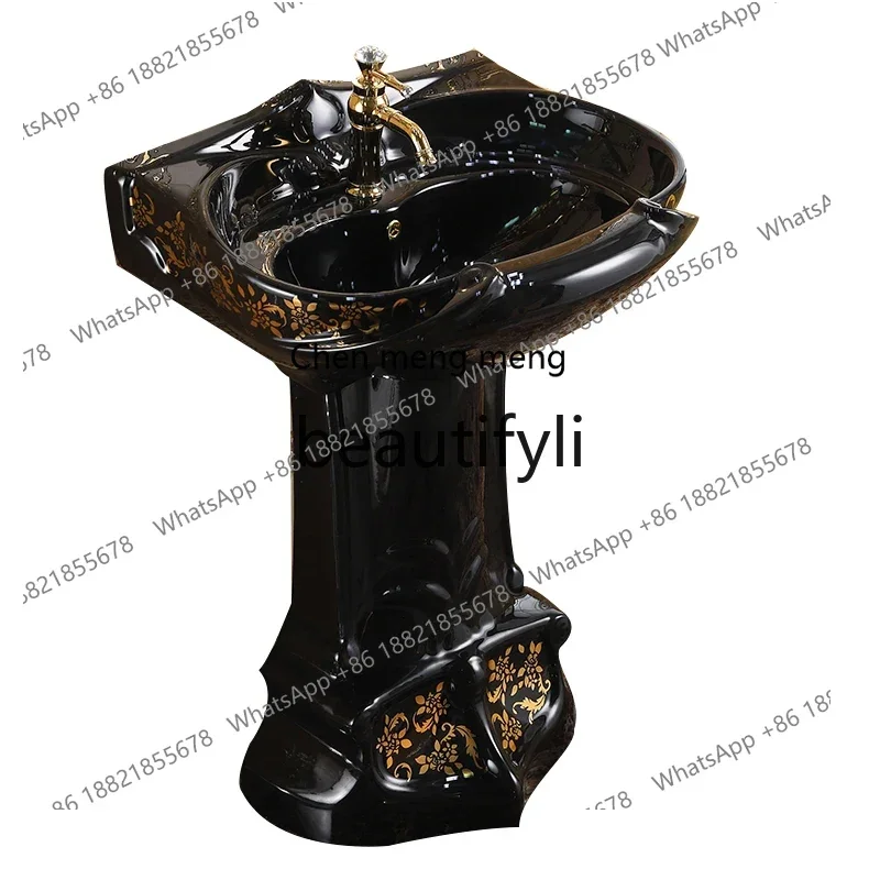 

B178 European bathroom column basin golden personalized column basin washbasin wash basin art2936