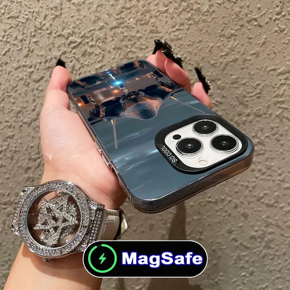 

Чехол для мобильного телефона AirForce Plane для iPhone 16, 15, 14, 13, 12, 11 Pro Max Plus MagSafe, полупрозрачный цветной защитный красивый чехол