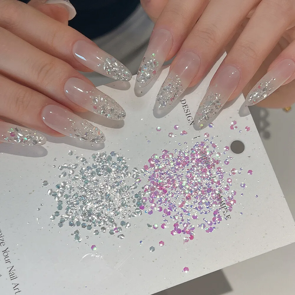 1 piece of white color Internet celebrity hot-selling light chasing flash nail art sequins series nail art mixed material powder