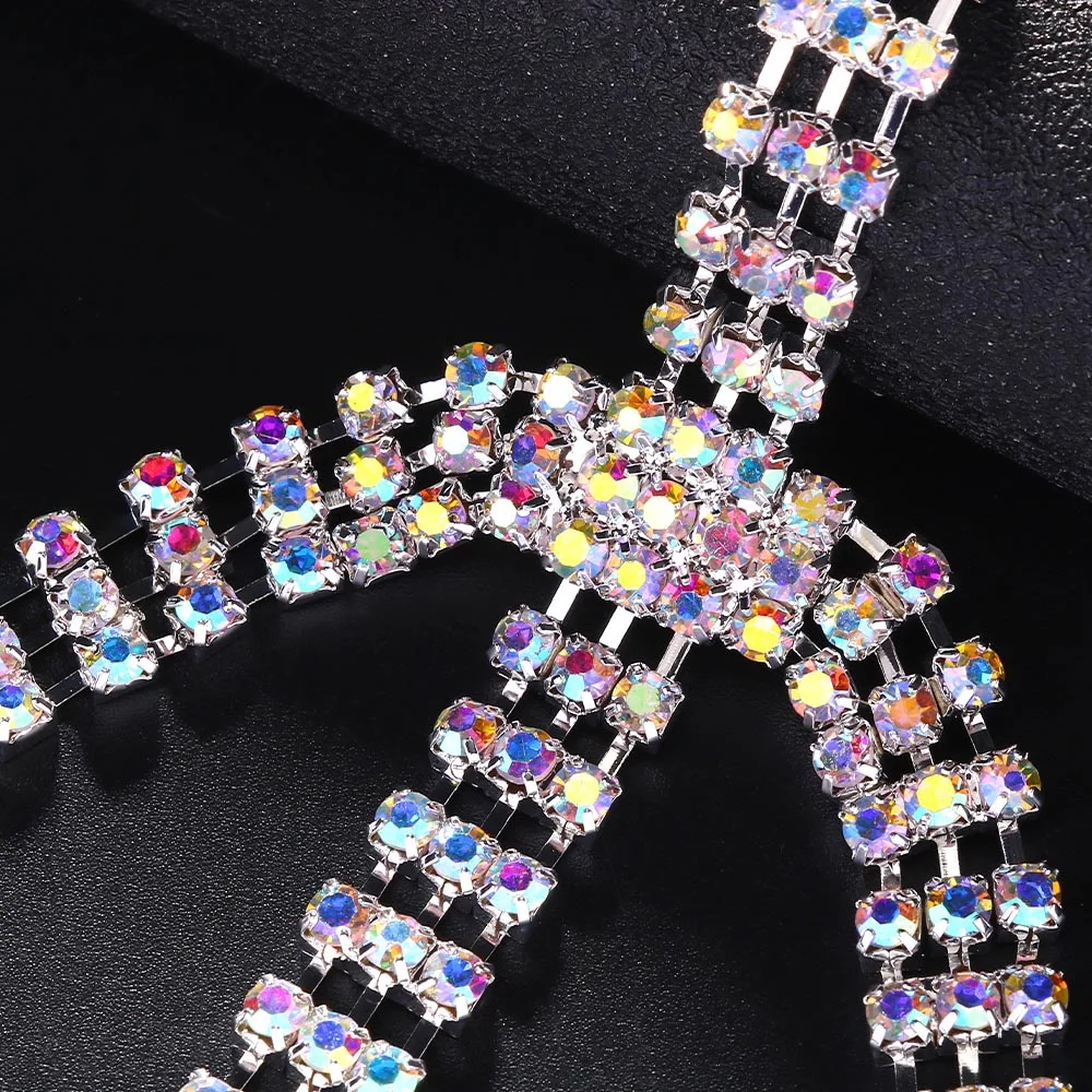 أربطة الفخذ من حجر الراين للنساء ، مجوهرات أرجل كريستالية ، سلسلة قابلة للتعديل ، إكسسوارات خصر ، شاطئ ، مثير ، متعدد الطبقات ، بيكيني #6