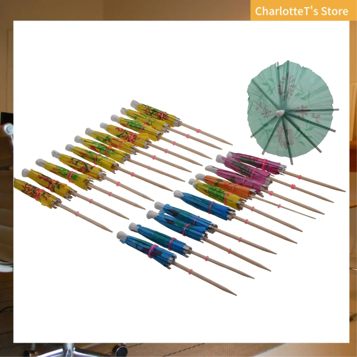 

24 Mixed Paper Cocktail Umbrellas Parasols Party Drinks-ABLI