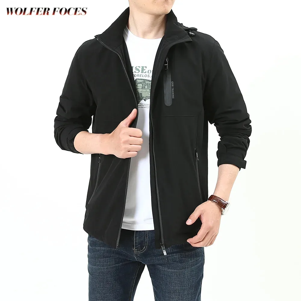 

Casual Men's Autumn Elastic Thin Loose Quick Jacket Drying Windbreaker Outdoor Work Sports Wear Spring Man Hoodie Bomber Jacket