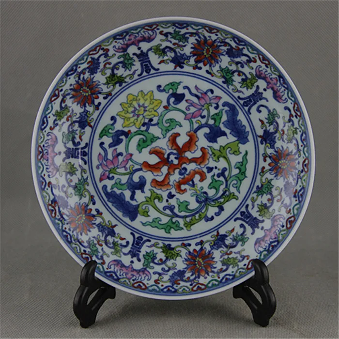 Сине-белый цветной цветочный узор Qing Yongzheng, ретро украшение, Высококачественная антикварная фарфоровая тарелка