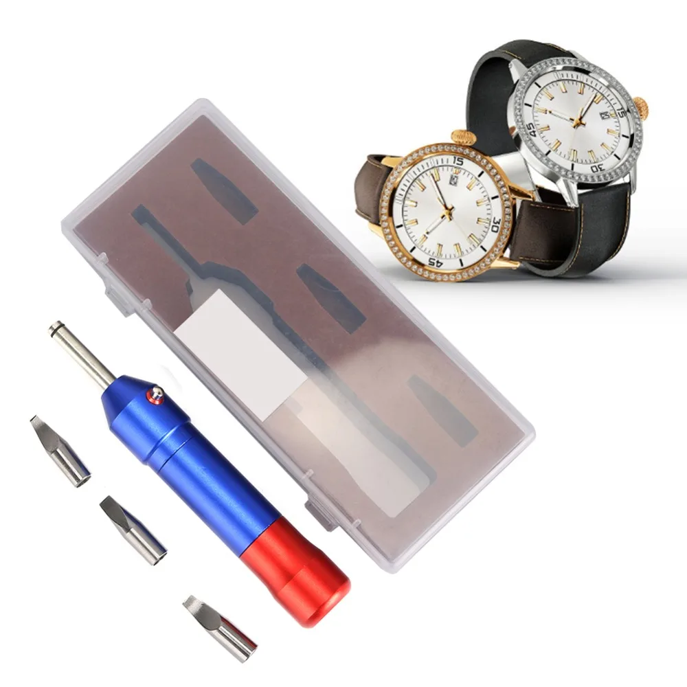 Herramienta para Abrir Cajas de Reloj Elásticas Azul + Roja, Mango de Aluminio, Hoja de Acero 15.5*6.6cm, Herramienta para Abrir la Tapa Trasera del Reloj