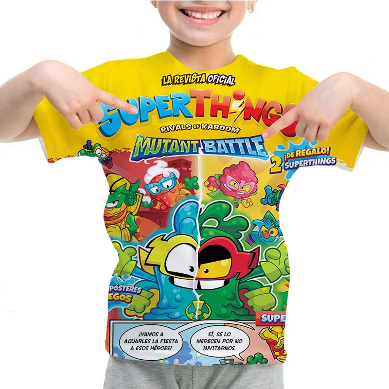 SuperThings MUTANT BATTLE Kids T Shirt Cartoon Print Boys Girls T-shirt Summer Tops Superzings O-Neck Tees Children Short Sleeve