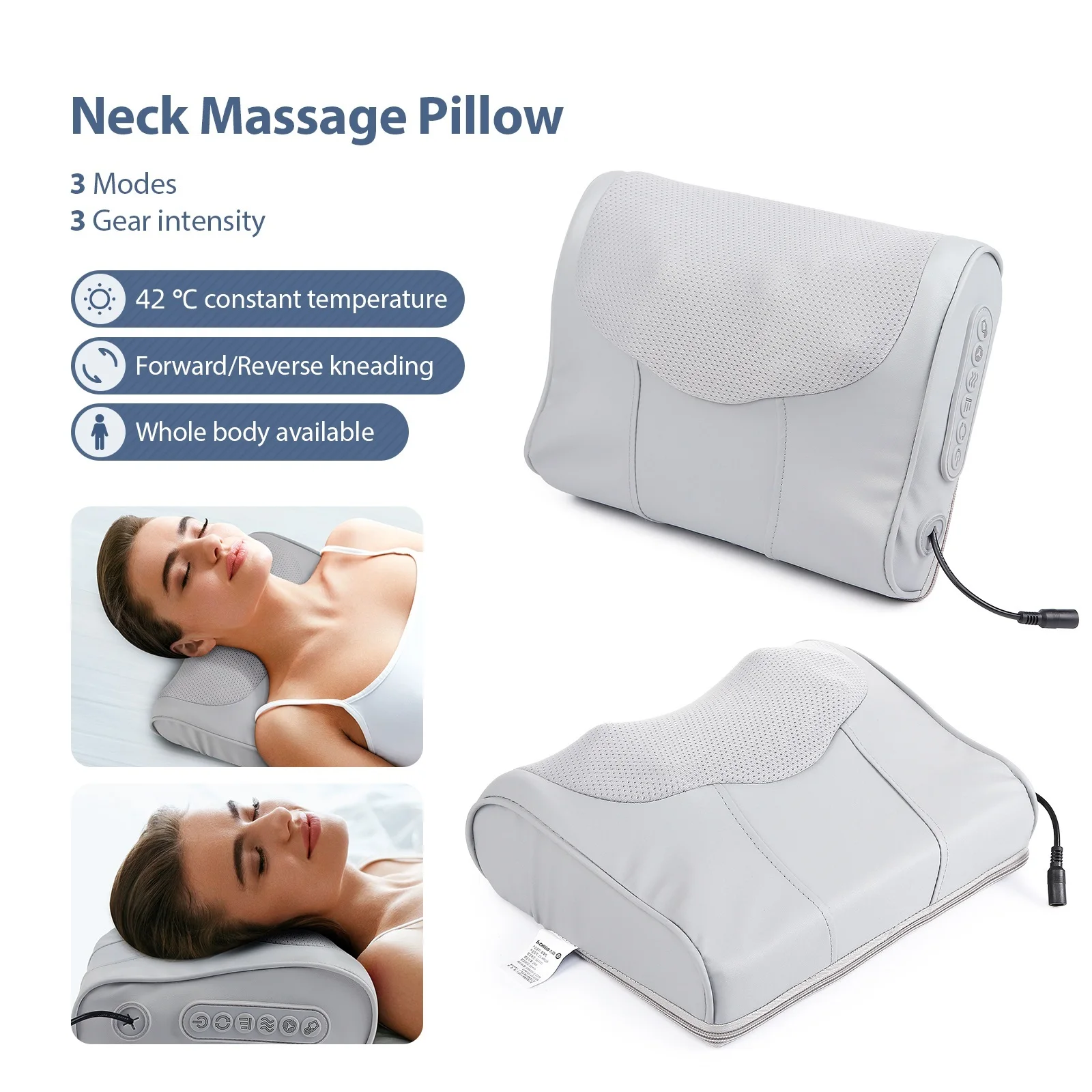 Electric Neck Massager Pillow Foot Massager Waist Back Shoulder Shiatsu Kneaded Body Relaxation