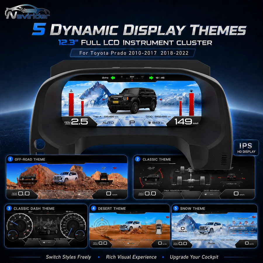 Digital Dashboard Panel For Land Cruiser Prado 2010-2023 LCD Instrument Cluster Speedometer Virtual Cockpit Tachometer Odometer