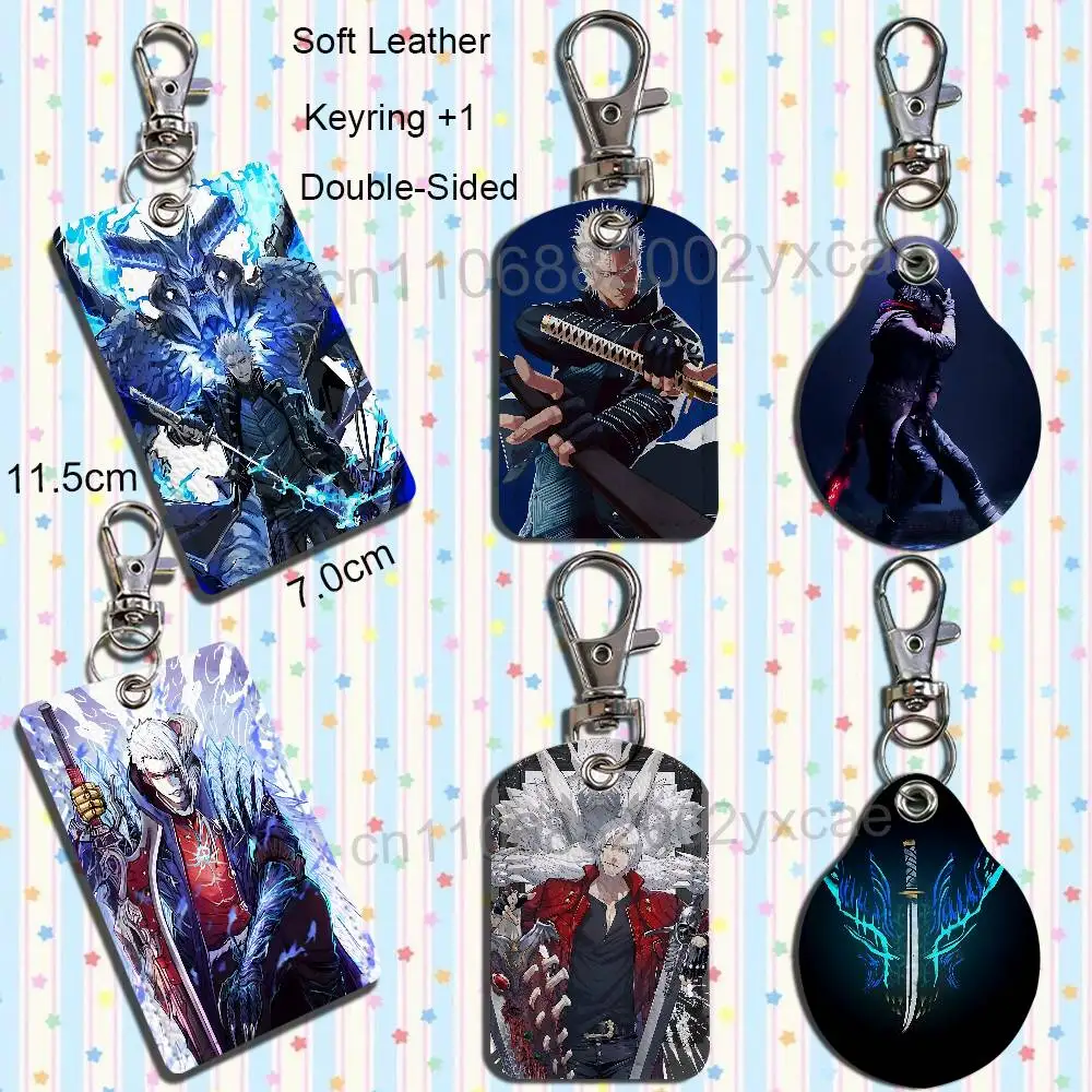 Maximum combat power Vergil DMC Dante Leather Keychain Badge Holder with Lanyard - ID/Access Card Holder, Key Ring Accessory
