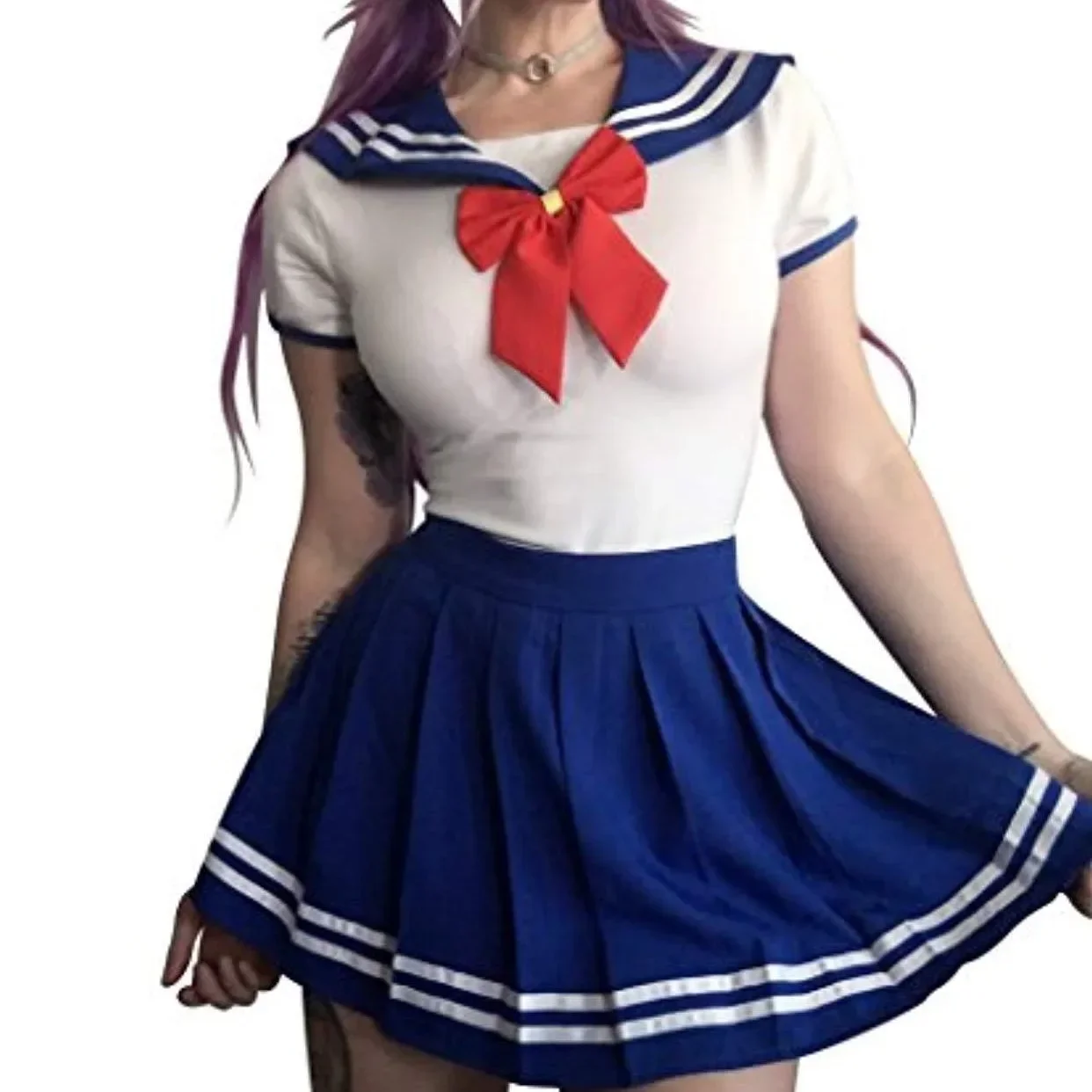 

Beautiful Girl Cosplay Cotton Romper Onesie Bodysuit - Magical Onesie Skirt Set Short-sleeved Round Neck Cosplay Sailor Suit