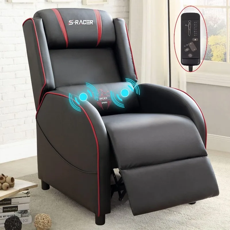 Homall Gaming Massage Recliner Chair Racing Style Single Living Room Sofa Recliner PU Leather Recliner Seat Comfortable