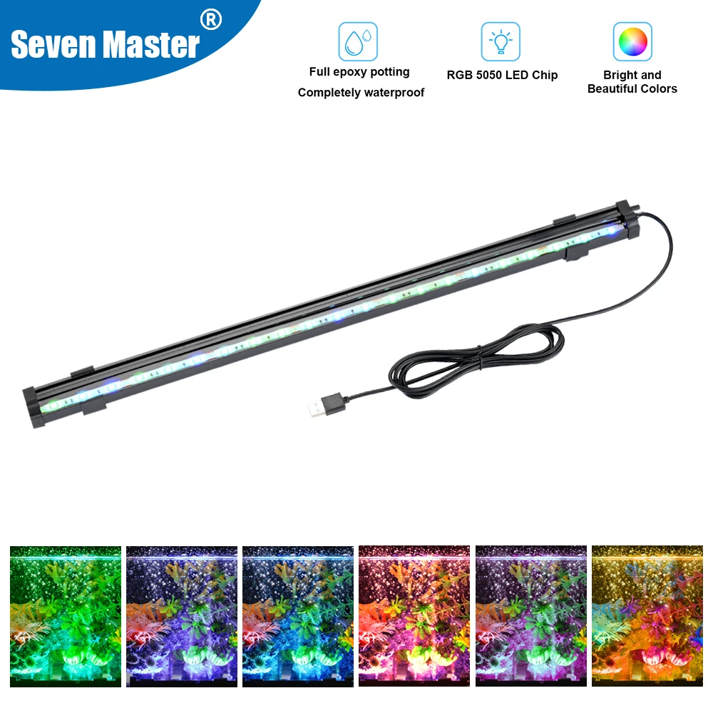 USB Aquarium Air Bubble LED Light Underwater Auto RGB Changing Fish Tank Air Stone Oxygen Bubbler Submersible Decorative Lamp