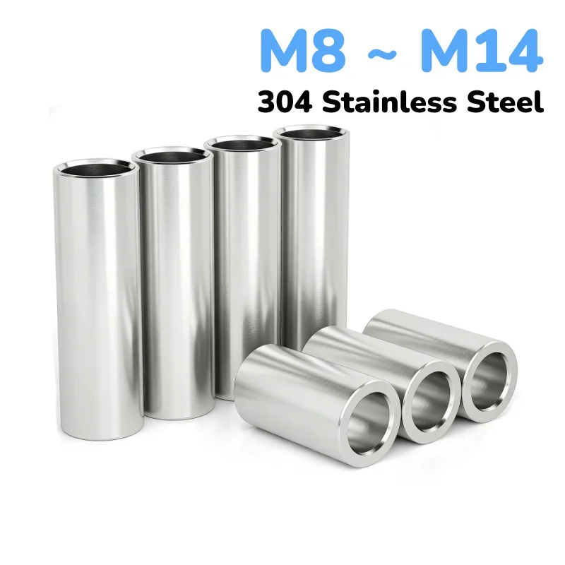 304 Stainless Steel Unthreaded Standoff Spacer Bushing Washer Round Hollow Gasket Sleeve Extended M8 ~ M14