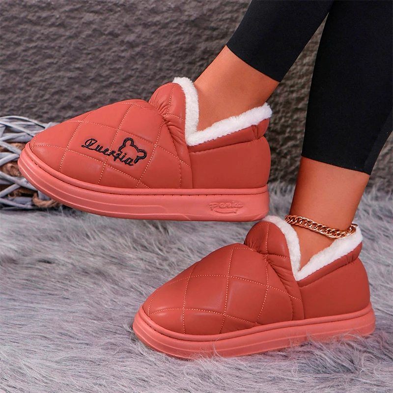 Flats Platform Enkellaarzen Bont Vrouwen Schoenen Nieuwe 2024 Winter Korte Pluche Vrouwen Warm Comort Boots Wandelen Casual Chaussures Femme