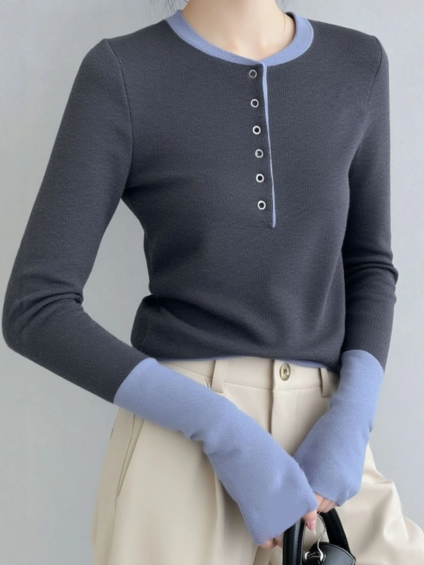 

Женский облегающий вязаный свитер с длинным рукавом, цветными блоками и дизайнерским узором, базовая кофта для офиса и повседневной носки, зимняя мода